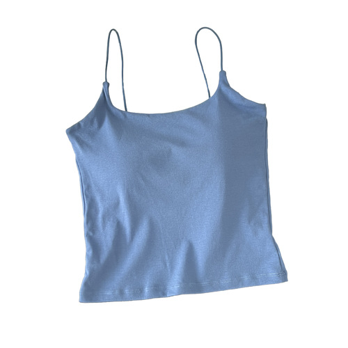 8206 #Spring and summer pure color simple all-match thin shoulder strap beautiful back top base with chest pad pullover sling vest