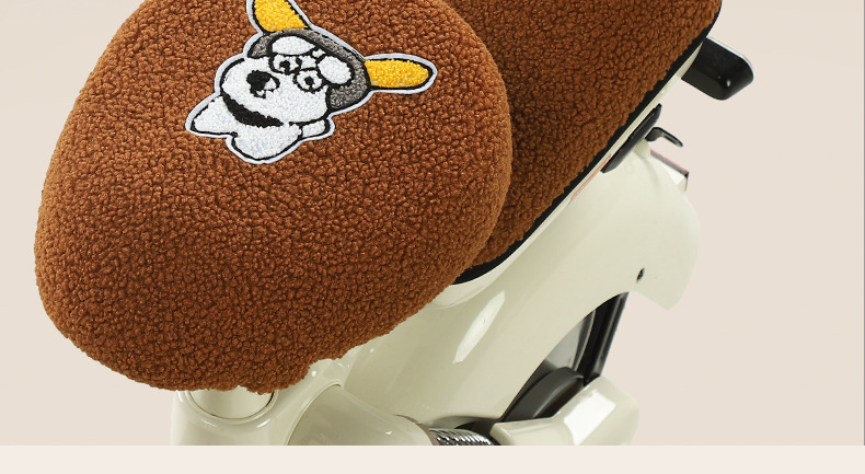 Suitable for Electric Vehicle Seat Cushion Cover, Thickened Plush Autumn and Winter Warm, Comfortable and Cute Corgi Simple and High-Looking Seat Cushion Cover