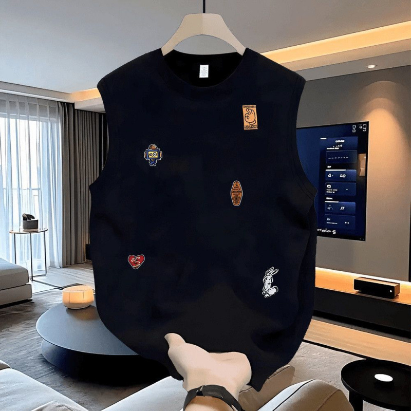 Summer New Classy Cotton Sleeveless Vest Men's T-Shirt 2025 American High Street Fashion Brand Outer Vest Top