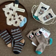 加厚儿童袜子冬季男童卡通加绒保暖小狗中筒宝宝袜棉可爱女童