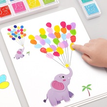 颜料创意宝宝点画儿童手指画本幼儿园指印套装印泥便携画涂鸦