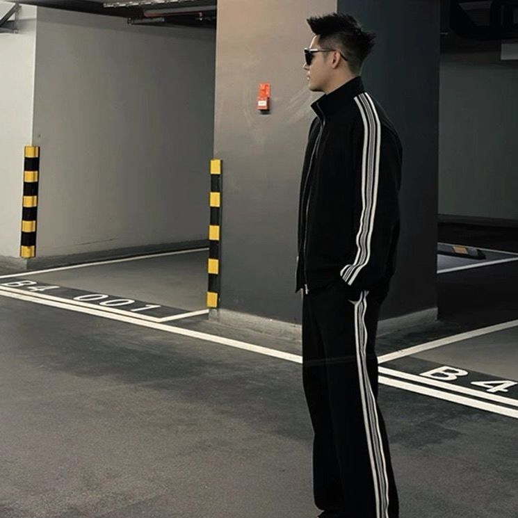 Cross-border plus-size men's sportswear casual set for spring and autumn, loose fit, slimming sweatshirt, fashionable complete set for men weighing 200-300 jin (approximately 100-150 catties).