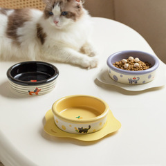 厚い辺の陶磁器のペットは頚椎を保護して猫の碗をひっくり返します。頚椎を保護します。