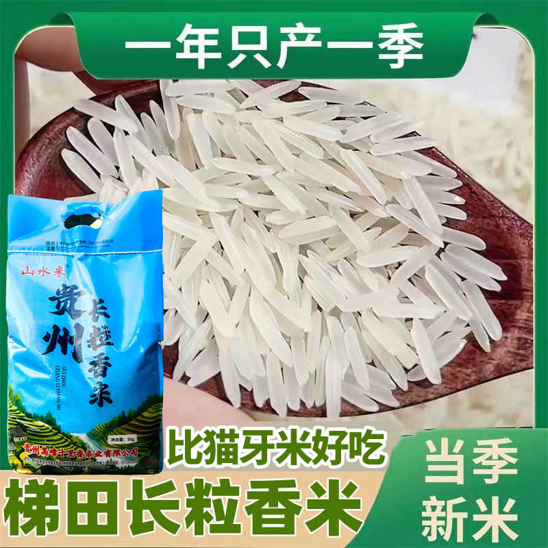 Guizhou Changmi Terrace Long Grain Fragrant Rice Late Rice Farmhouse Rice Self-Grown Soft Rice Long Grain Fragrant Rice Fine Grain High-Quality Rice
