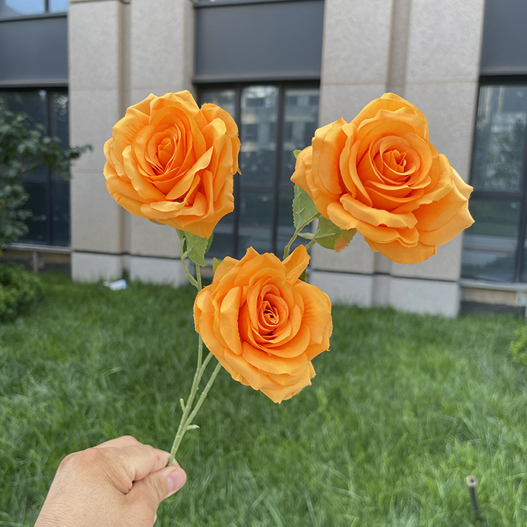 3-cabeza belleza Rosa artificial flor modelo habitación decoración suave boda decoración del hogar flor falso piso