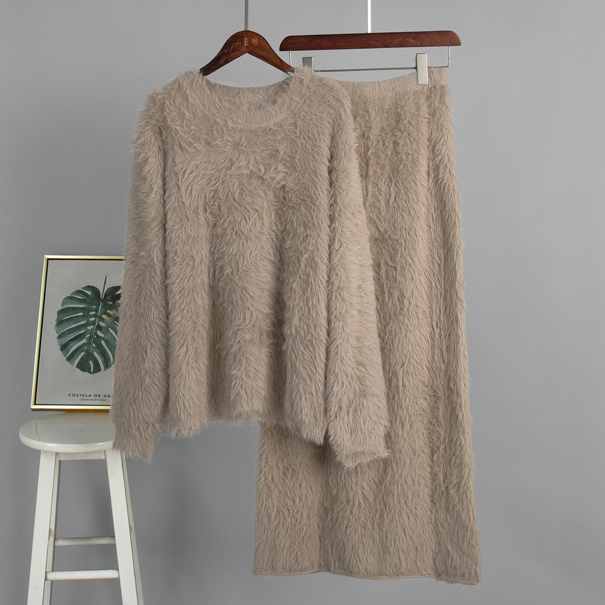 Damen Strick Zweiteiler Set Pullover Und Rock Für Herbst Winter_voghion.com