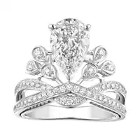 Crown роскошная инкрустированная капля стразы 50 баллов-5 карат сертификат IGI культивировать бриллиантовое кольцо 18-каратного золота
