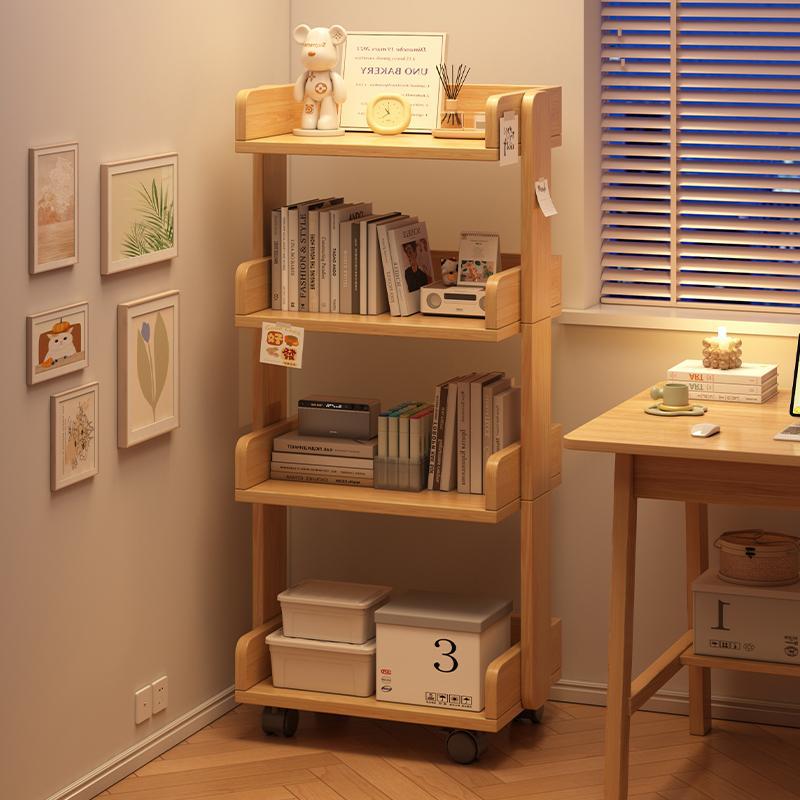 Estante de madera sólida estante de piso sala de estar mostrador de almacenamiento multifuncional armario de almacenamiento armario de librería móvil