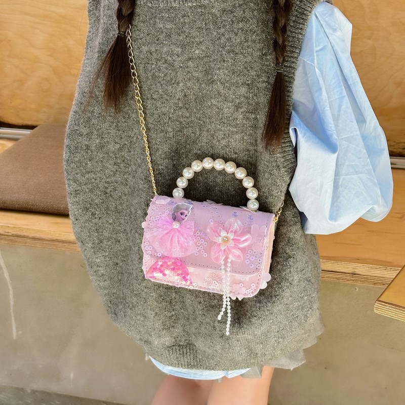 Bagos de perlas para niños 2025 nuevos bolsos de niños bolsos de mochila de niñas bolsos accesorios de princesa bolsos de viento de fragancia