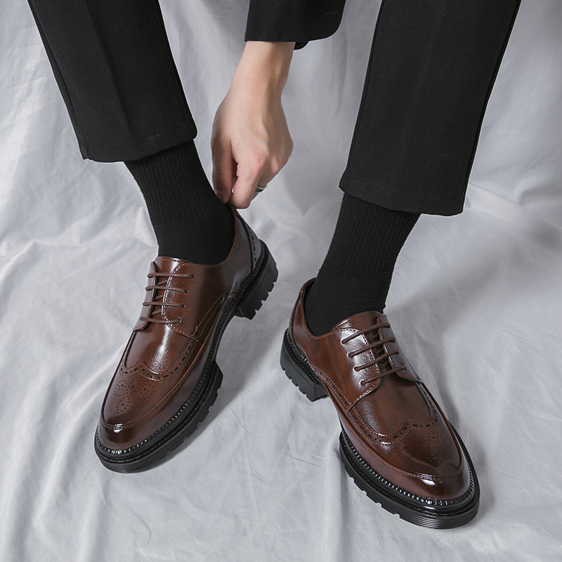 Zapatos de moda coreana para hombres, zapatos de boda casuales, zapatos de cuero puntuales, zapatos de moda para padrino. image 5