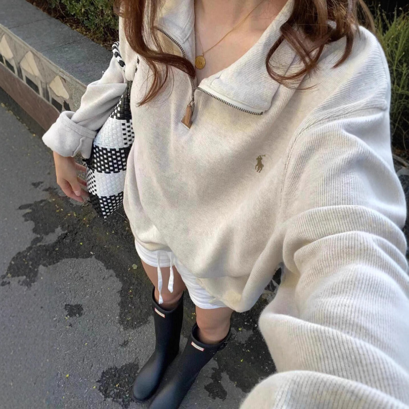 拉夫美式保罗RL小马刺绣半拉链男女同款立领长袖休闲跨境外贸卫衣|undefined