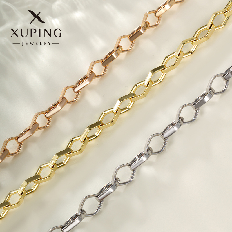 Xuping nueva cadena de aleación de diamante hueco estilo hip-hop estilo simple estilo frío collar de personalidad mujer