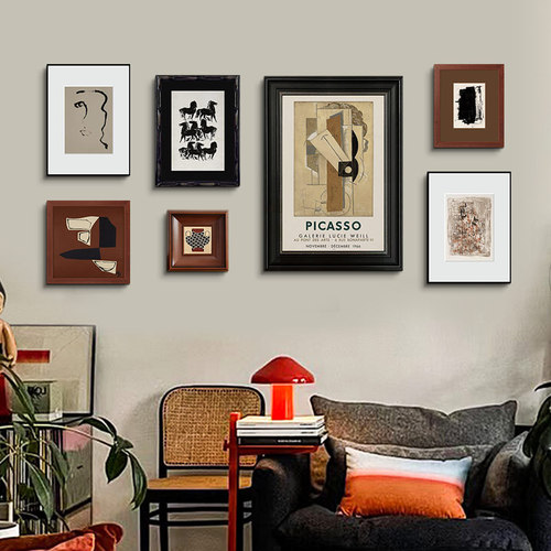 Modern Minimalist Abstract Light Luxury Artistic Combination Decorative Painting, Chinese Style Living Room Sofa Background Restaurant Fireplace Wall Art