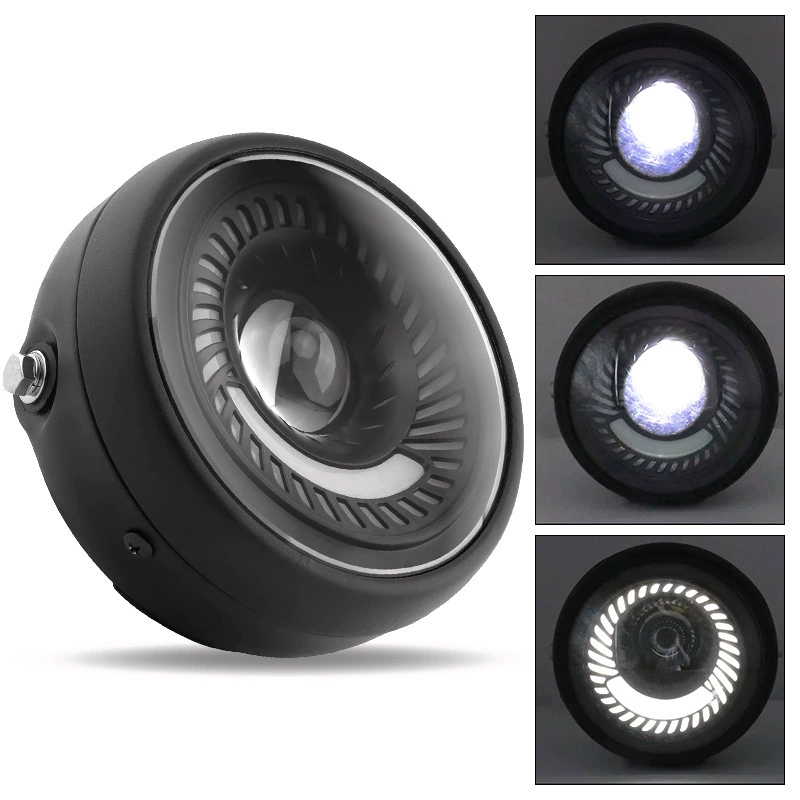 Мотоциклетная фарa Вортекс формы 6,5-дюймовая LED передняя фара Harrarine LED головной свет ретро металлическая металл LED фары