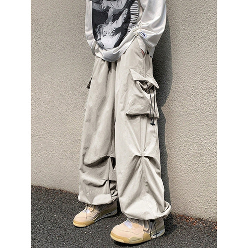 Cross-border men's work casual pants for spring and autumn, new straight-leg utility pants with multiple pockets, loose trendy versatile long pants