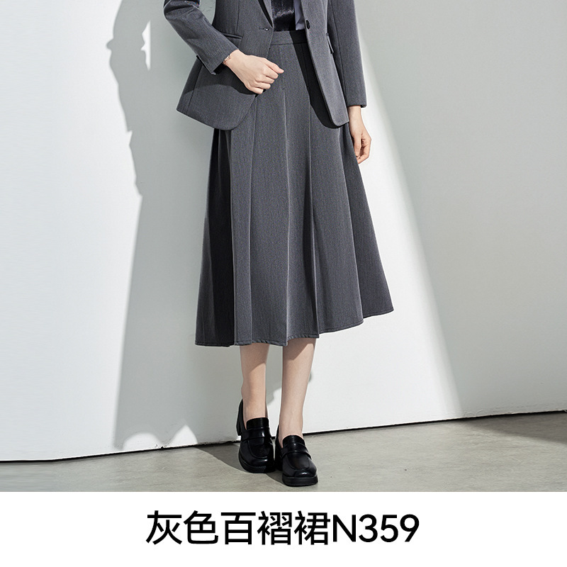 灰色西装套装裙子女高级感小个子春秋新款大学生面试职业正装西服|undefined