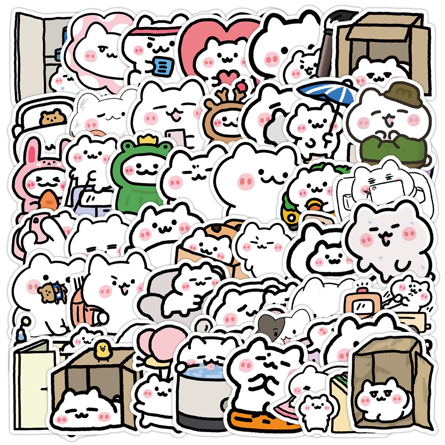 50 lindo gatito pegatinas de dibujos animados ordenador portátil teléfono taza de agua pegatinas cuaderno Diario pegatinas a prueba de agua