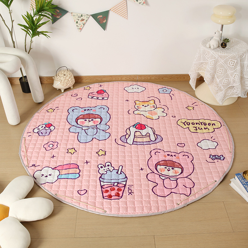 2023 nueva almohadilla de almacenamiento de diámetro 1,5 m estera redonda para la habitación de los niños, estera para el dormitorio, estera para juegos para bebés