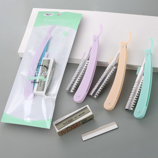 Folding eyebrow trimming knife stainless steel sharp replaceable with 10 blades attached eyebrow trimming tool eyebrow trimming knife holder set