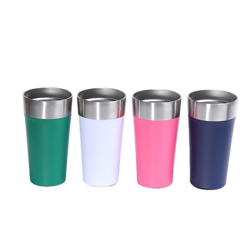 Nuevo 20oz taza de café de acero inoxidable cubierta transparente bebida directa taza de coche portátil de doble capa de vacío taza de café del coche