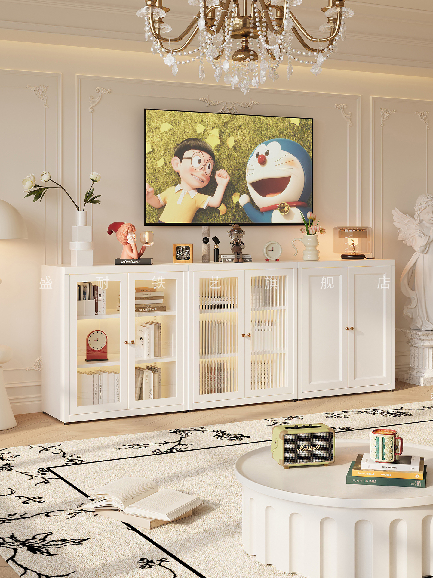 Steel Module Combination Cabinet Multi-Functional Free Combination Tv Cabinet Low Bookcase Small Bookshelf Living Room Storage Locker