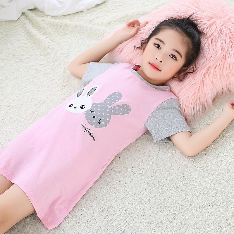 Children's Short-Sleeved Summer Cotton Nightgown for Girls, Thin Princess Dress for Baby Girls, Parent-Child Matching Home Dress Children's Short-Sleeved Summer Cotton Nightgown for Girls, Thin Princess Dress for Baby Girls, Parent-Child Matching Home Dress