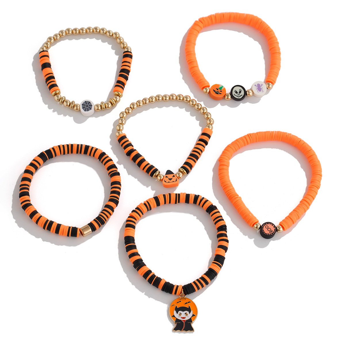 Pulsera de cerámica blanda multicapa con diseño de calabaza fantasma y viento de Ins, pulsera de bruja fantasma para fiesta de Halloween_voghion.com