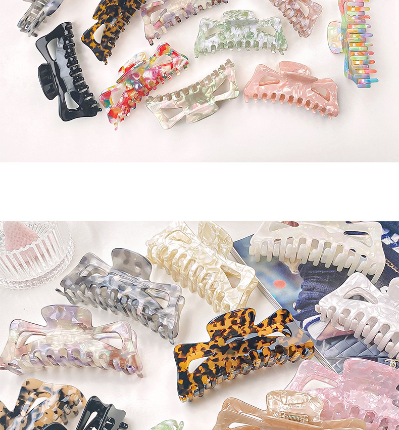 Simple Style Color Block Acetic Acid Sheets Printing Hair Claws