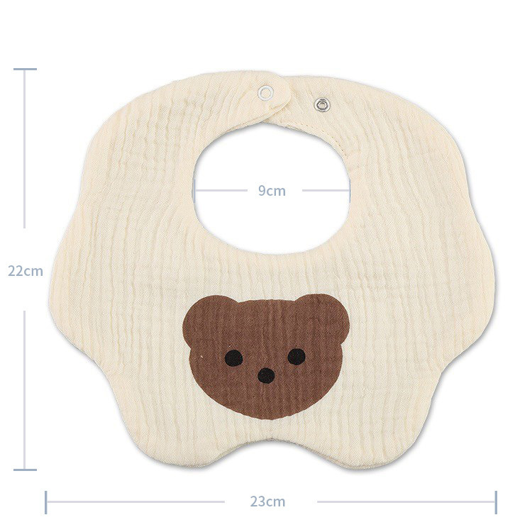 Toalla de saliva para bebé 6 capas de gasa de algodón grueso babero de bebé de 360 grados con impresión de dibujos animados babero para bebé