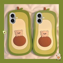 牛油果趴趴小熊适用于iPhone14/15pro/16手机壳卡通软壳批发创意