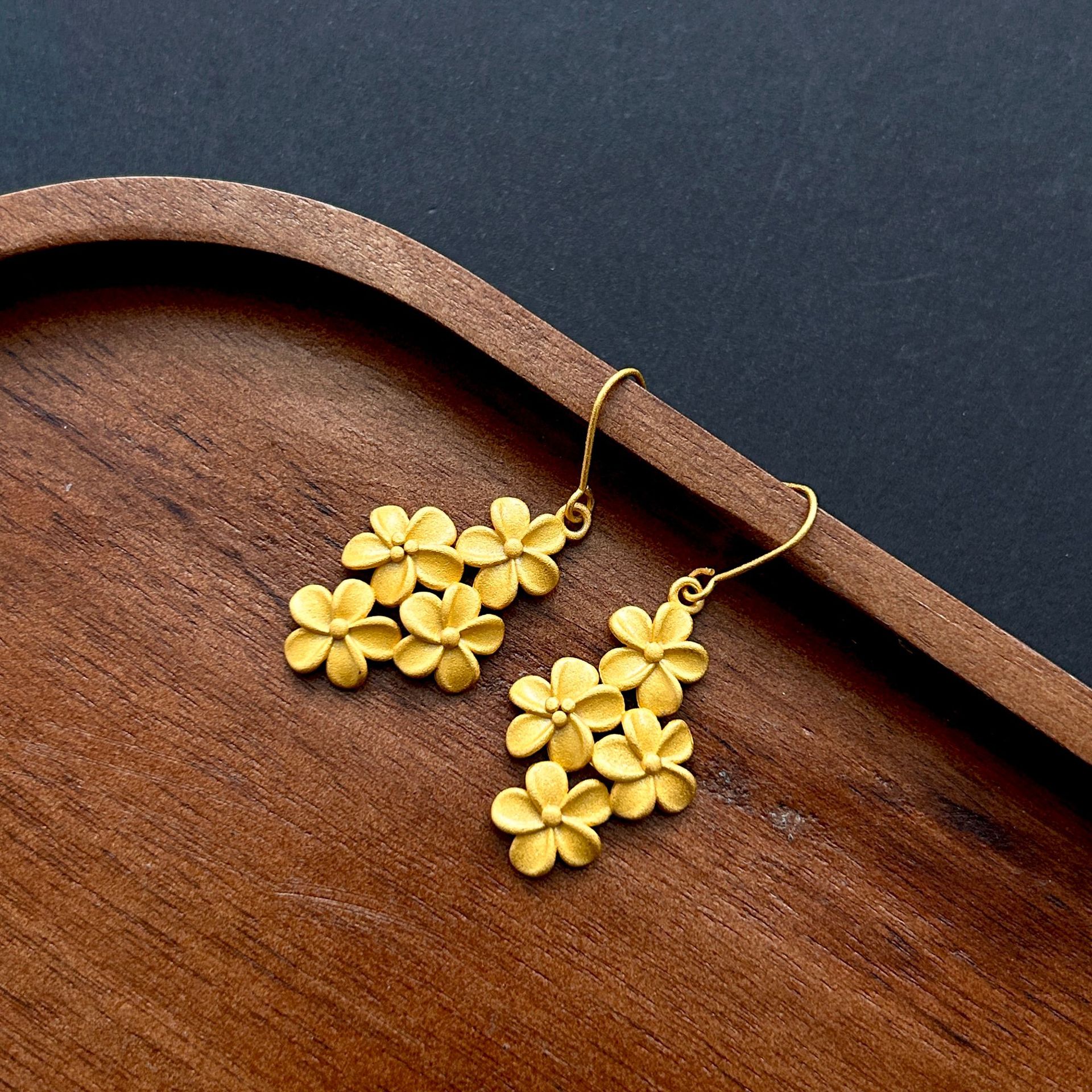 Retro sophisticated earrings, Chinese style, flowered, high-end, light luxury style