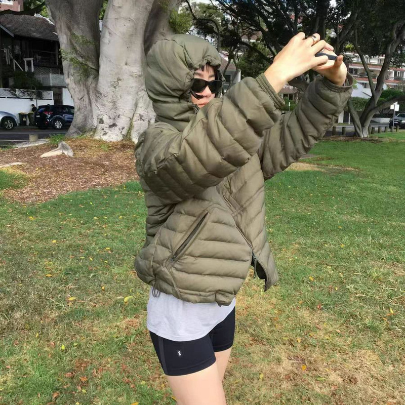 In Stock 2025 Winter New Korean Dongdaemun Se*F Ser*Ice Solid Color Hooded 90 Duck down Jacket Coat