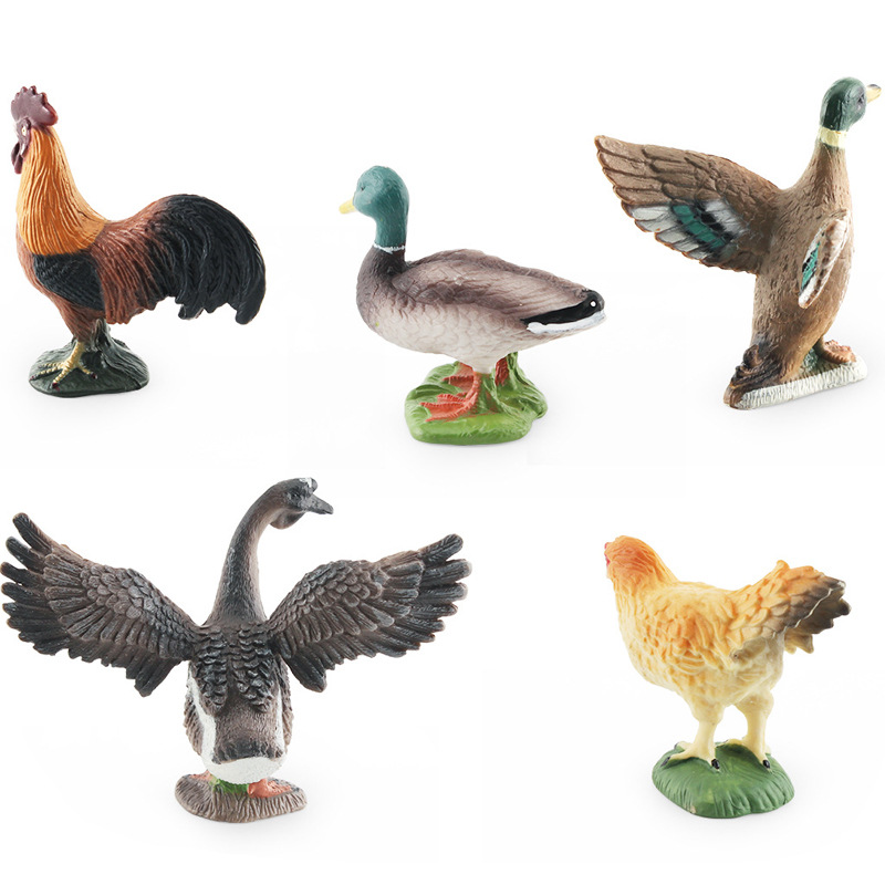 Simulación de exportación transfronteriza granja aves de corral pollo pato ganso modelo cognitivo de los niños pollo pato ganso decoración adornos de escritorio estáticos