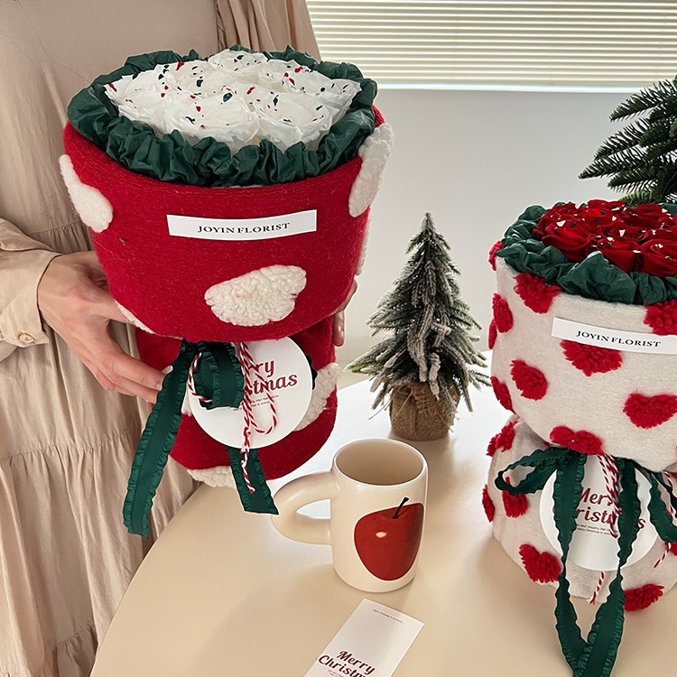 情人节鲜花花束 羊毛糕爱心布艺小香风布料包装轻奢 加厚包装材料