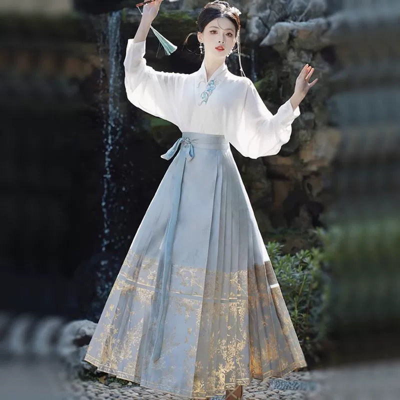 Лошадь юбка полный набор 2024 новых китайских стиля с воротником