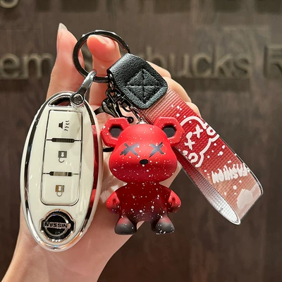 Xuanyi Tuda Loulan Bag – Car key bag - nissan-b-smart-3-key-single-shell-white-red-violence-bear-pendant