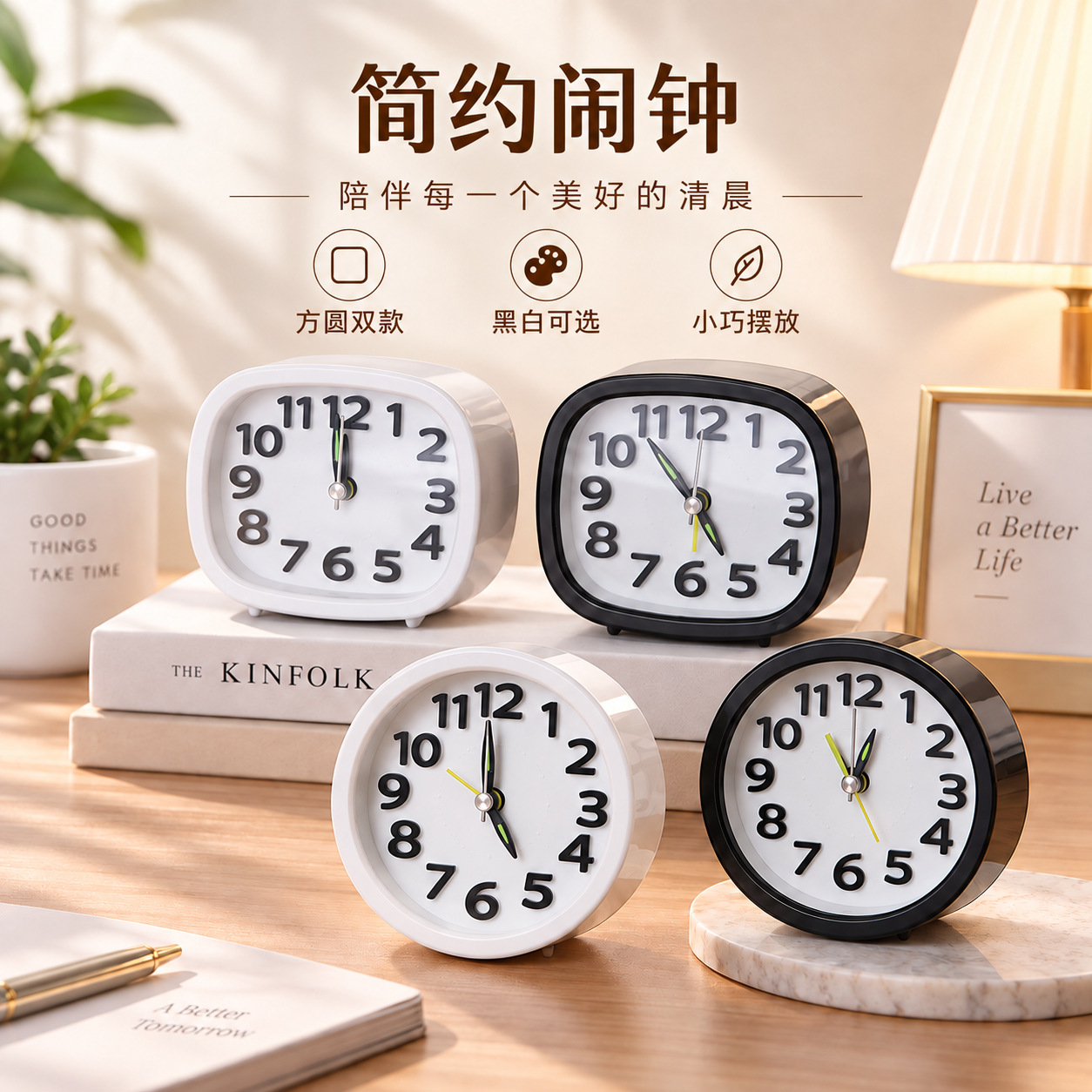 Reloj Despertador con Luz Nocturna de Plástico para Dormitorio