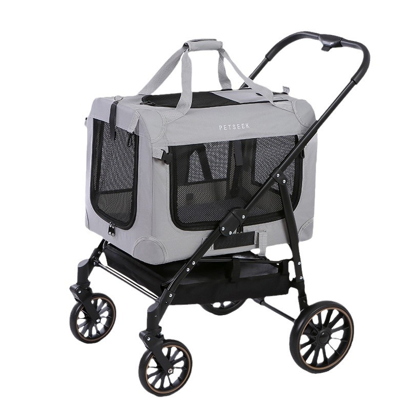 애완 동물 애완 동물 카트 개 고양이 밖으로 나가는 분리 된 애완 동물 카트 중소 개 자동차 접이식 카트