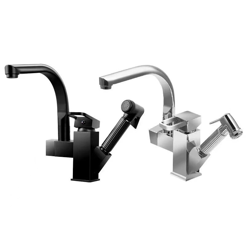 Black Kitchen Basin Pull-Out Faucet Multi-Function Pressurized Spray Gun Robot Hot and Cold Mixed Water Faucet Black Kitchen Basin Pull-Out Faucet Multi-Function Pressurized Spray Gun Robot Hot and Cold Mixed Water Faucet