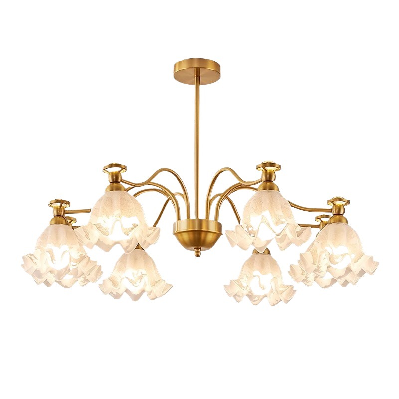 Araña de sala de estar francesa, creatividad personalizada, crema medieval, lámpara de flor cálida, lámpara de protección ocular de proyección de espectro completo para dormitorio