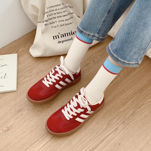 Double-needle color-blocked women's INXS trendy Korean celebrity men's and women's sports outerwear small fresh summer cotton knee-high socks