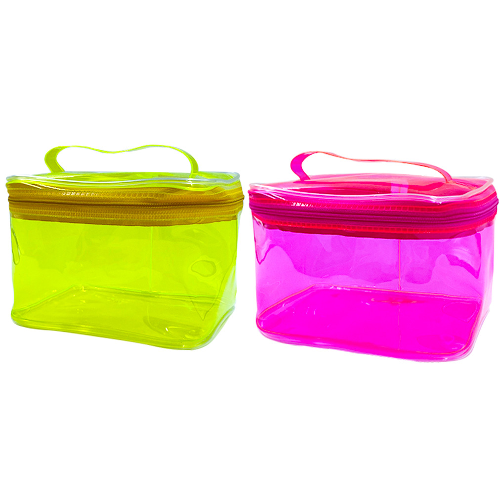 Bolsa de cosméticos portátil transparente de doble capa, gran capacidad, bolsa de aseo portátil impermeable para viajes, cubo de cosméticos transparente de almacenamiento portátil