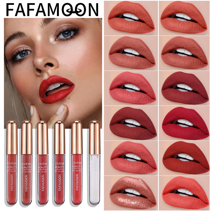 FAFAMOON matte non-stick Cup long-lasting non-fading Matte Velvet waterproof 12 colors suit cross-border new hot sale_voghion.com