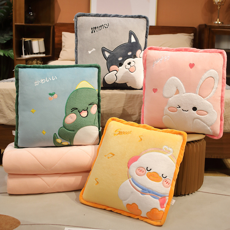 Edredón de almohada de seda de hielo manta de doble uso edredón de almohada dos en uno almohada de coche almohada de siesta de oficina