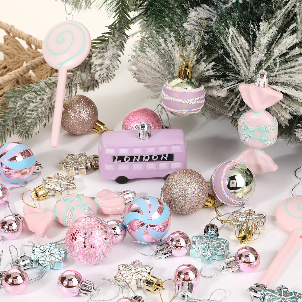 Decoración del hogar de Navidad caramelo macaron coche caja de bola de Navidad decoración de árbol de Navidad colgante de bola de forma diferente