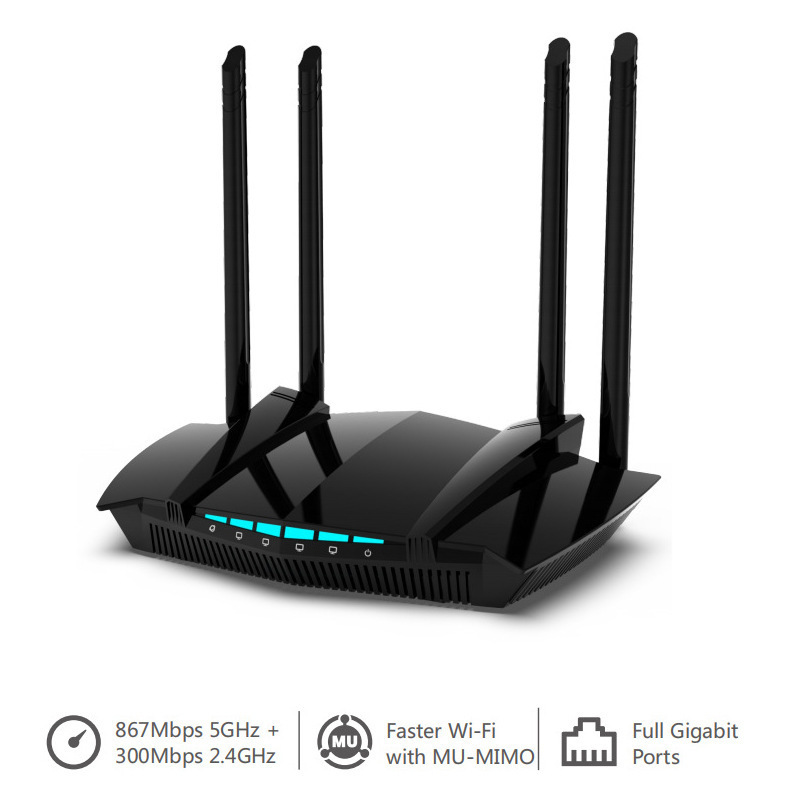 AC22 dual-band Gigabit 1200M wireless router five-port four-antenna WiFi fiber home 5G router AC22 dual-band Gigabit 1200M wireless router five-port four-antenna WiFi fiber home 5G router