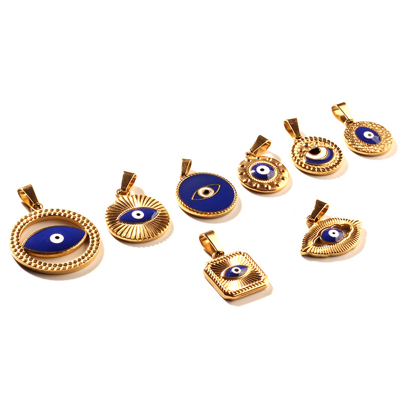 Stainless Steel Material Devil's Eye, Eye Pattern Retro, Simple Style Style 1 Piece Stainless Steel Devil's Eye Eye Pendant DIY Jewelry Accessories Necklace