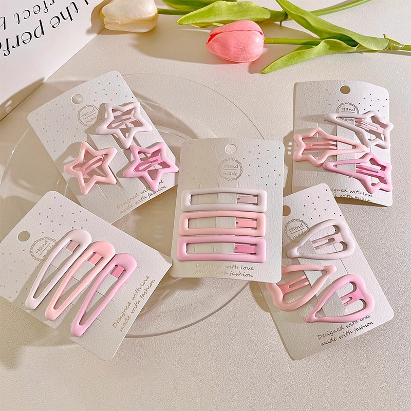 Dulces pinzas de cabello de estrellas rosadas, pinzas de cabello para mujeres, pinzas de cabello rotas, pinzas de cabello para la frente, pinzas de cabello lindas