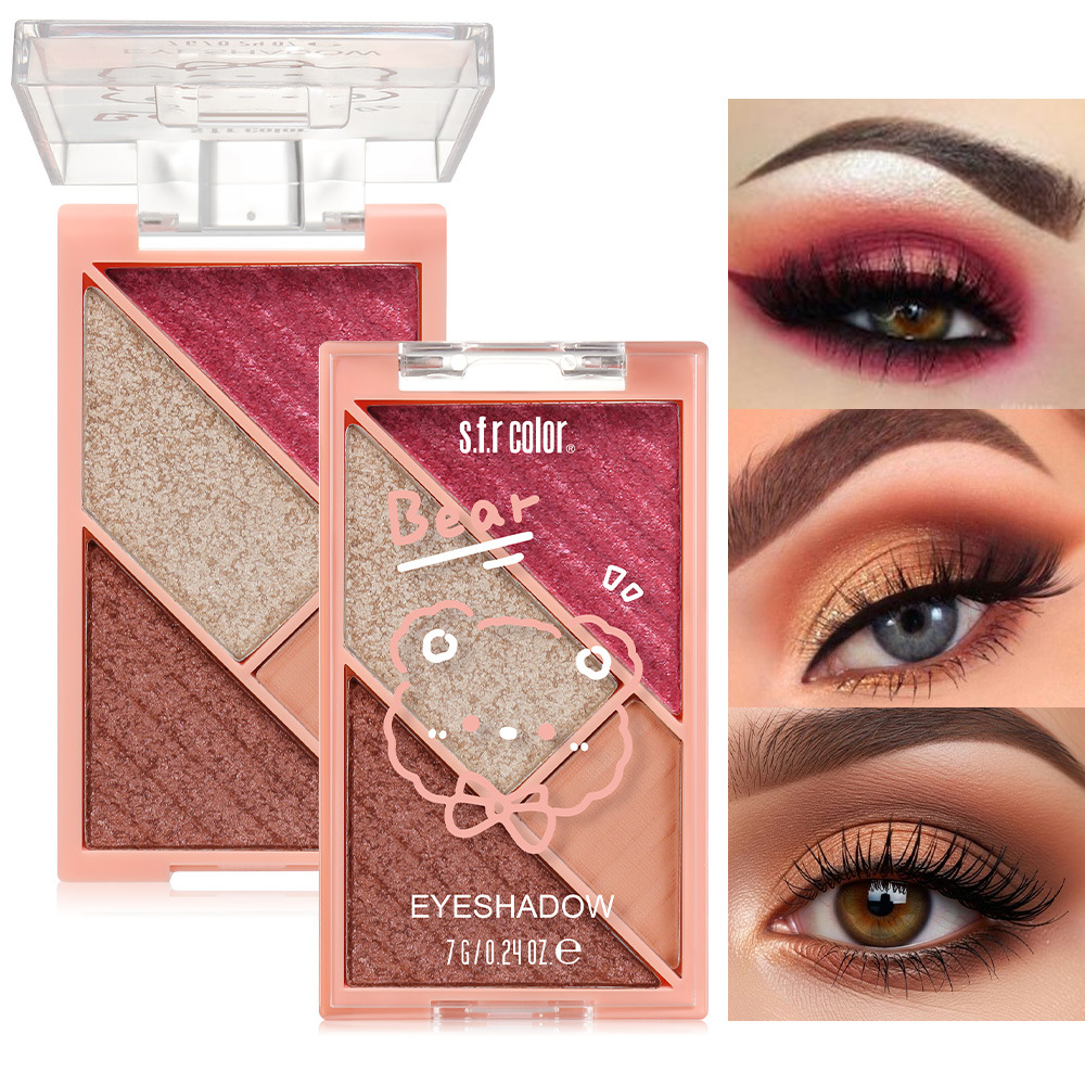 s.f.r color transfronterizo especial para el maquillaje de etapa personalizado fácil de colorear mate perla 4 color de sombra de ojos maquillaje al por mayor
