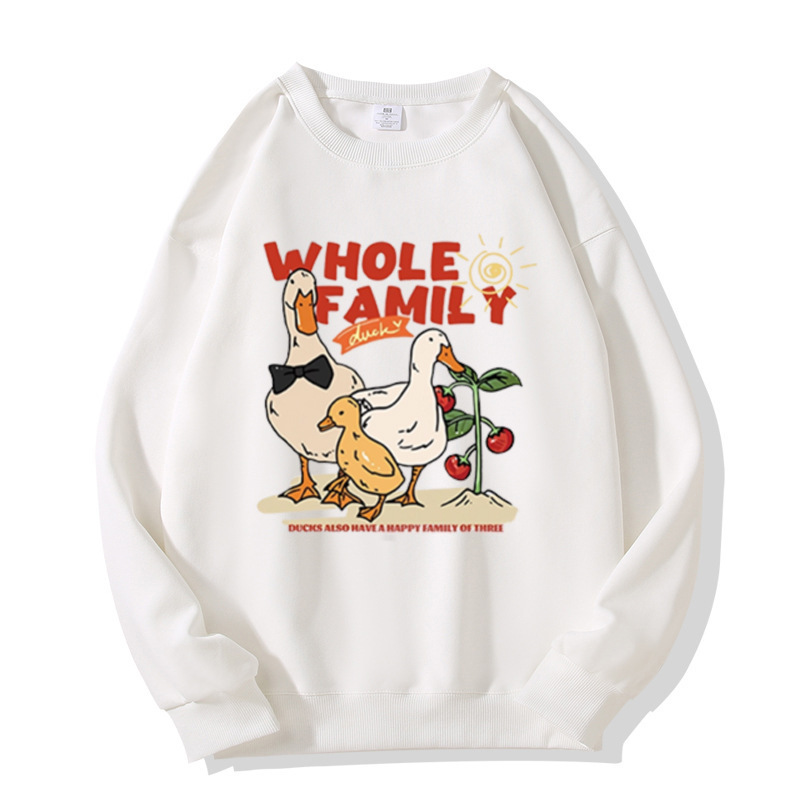 Autumn and Winter New Style Cartoon Cute Duck Letter Print Design Casual Outer Wear Versatile Loose Long-Sleeved Sweatshirt for Women Autumn and Winter New Style Cartoon Cute Duck Letter Print Design Casual Outer Wear Versatile Loose Long-Sleeved Sweatshirt for Women